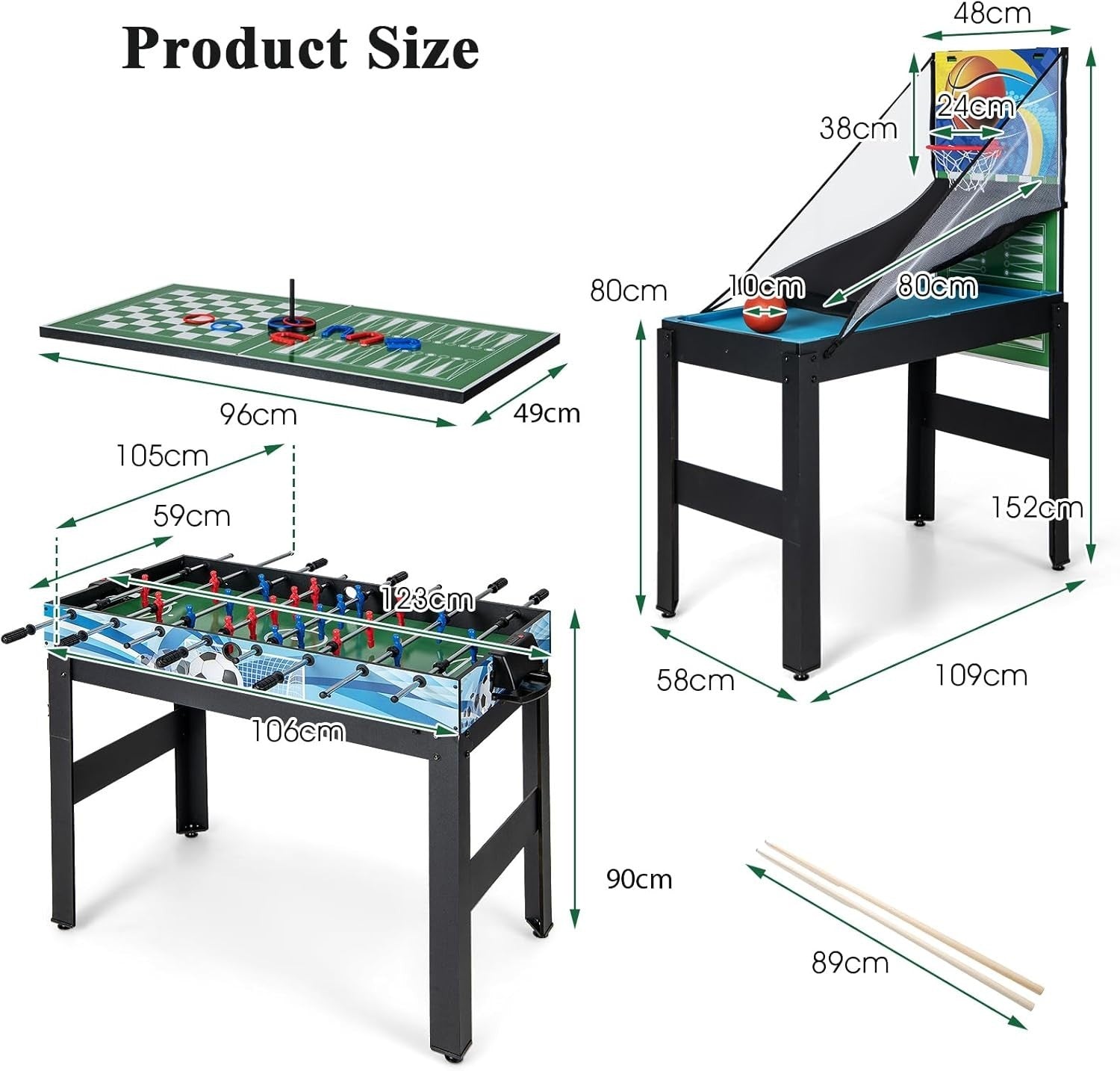 14 in 1 Multi Game Table Air Hockey Pool Foosball Tennis Arcade Set
