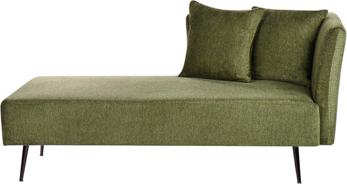 Green Chaise Lounge Sofa Modern | Cushions, Metal Legs, Compact & Comfy