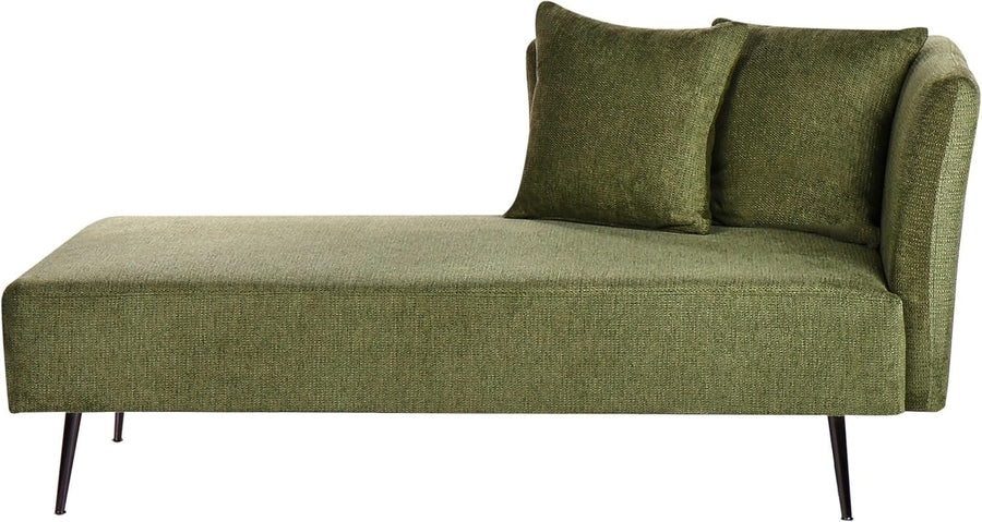 Green Chaise Lounge Sofa Modern | Cushions, Metal Legs, Compact & Comfy