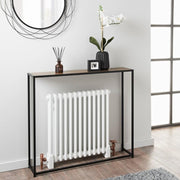 Slim Black Console Table 105x20x82cm Metal Frame & Wooden Top