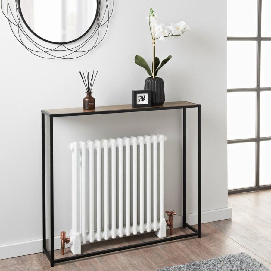 Slim Black Console Table 105x20x82cm Metal Frame & Wooden Top
