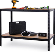 Heavy Duty 2-Tier Workbench 120x90x60cm 400kg Capacity Steel Frame DIY Table