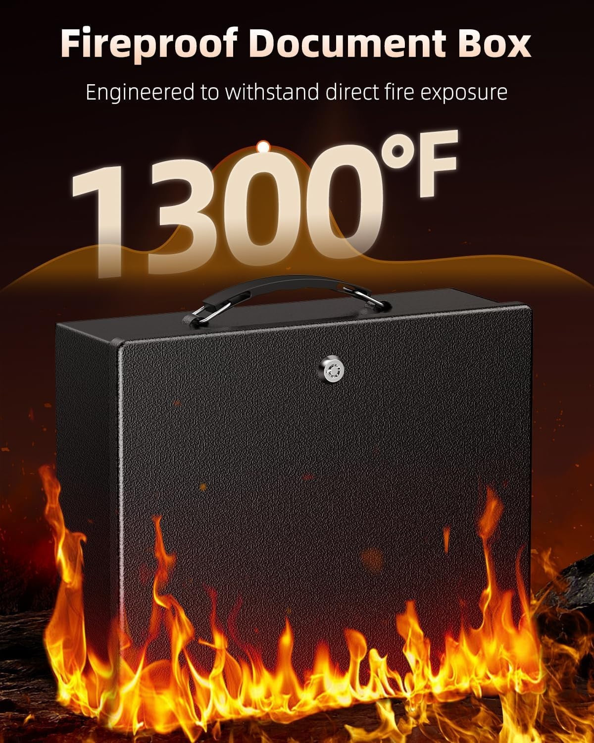 Fireproof Document Box Key Lock A4 File Cash Passport Security Chest
