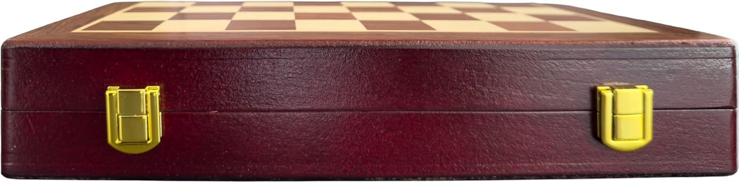 Magnetic Folding Wooden Chess Set 10" | Travel Chess Board with Storage Box