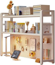 75cm Desktop Organizer Shelf 2-Tier Desk Hutch with Pegboard & Guardrails
