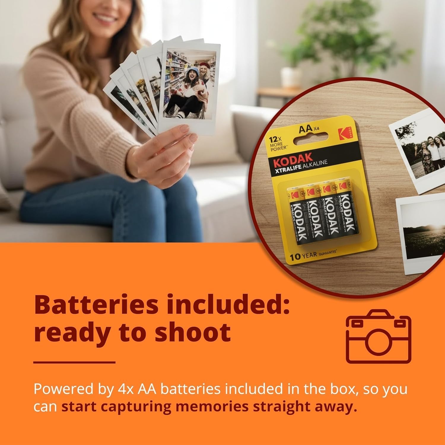 Instant Camera Bundle White 20 Film Shots Wall Album Selfie Lens