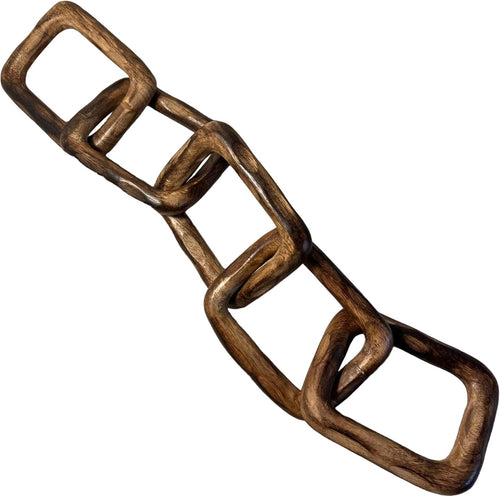 Rustic Wooden Chain Decor 5-Link Ornament | Natural Wood Accent | Shelf & Table