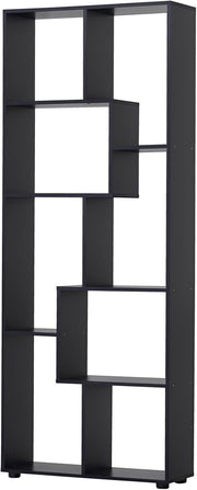 Modern 8-Cube Tall Bookcase Room Divider – Freestanding Storage Shelf Black