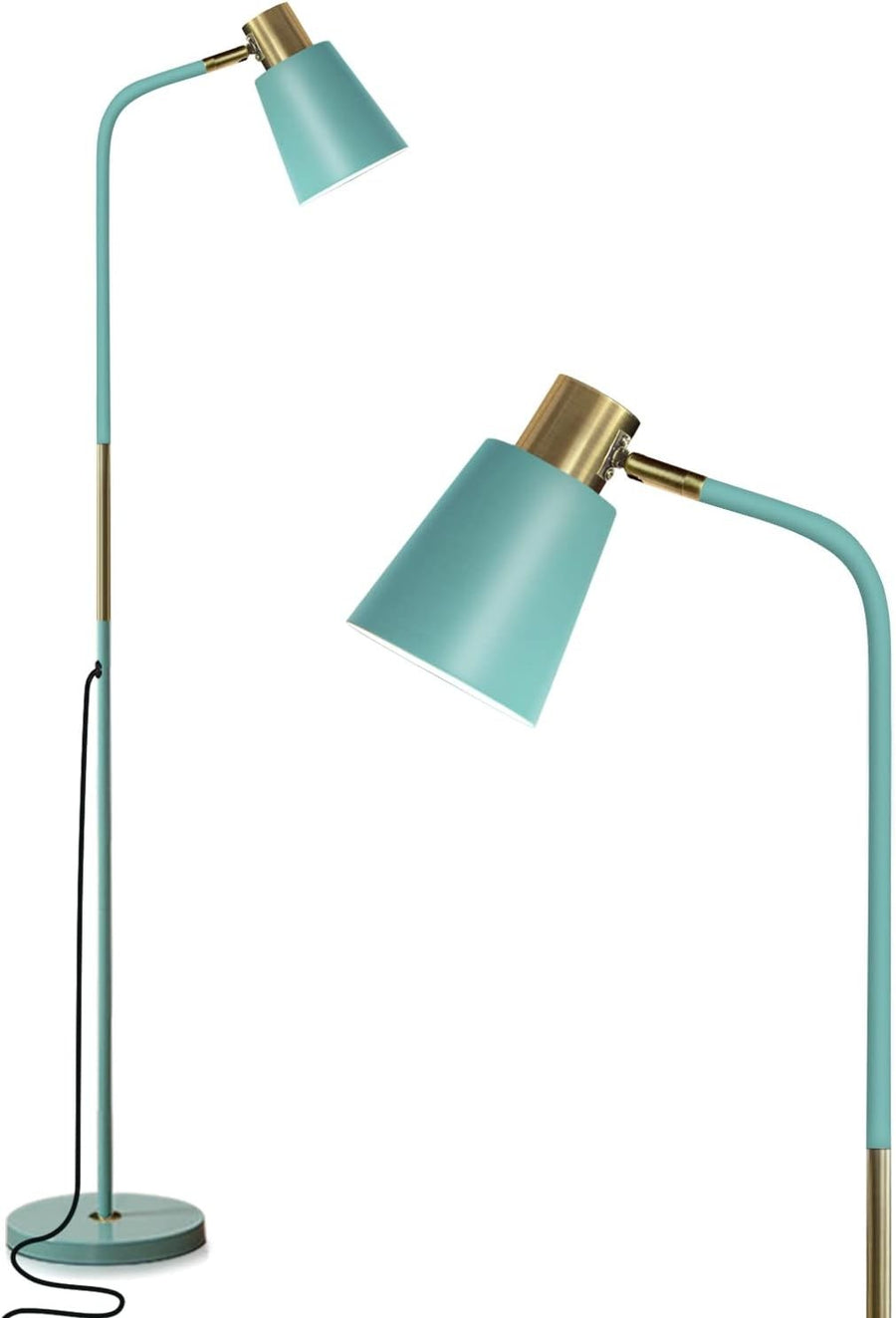 Industrial Floor Lamp Adjustable Metal Head Standing Reading Light Green
