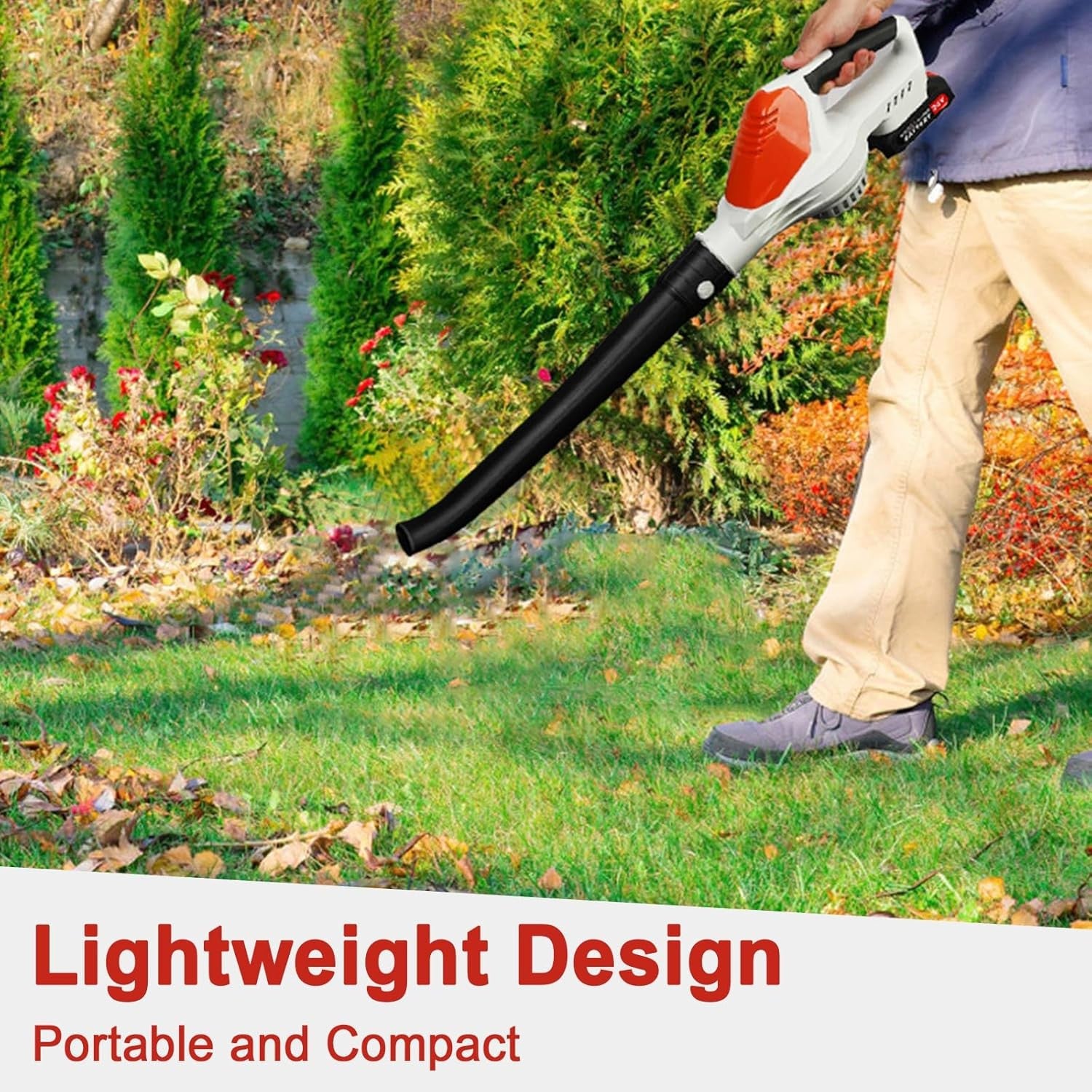 Cordless Leaf Blower 24V Dual Battery Lightweight Handheld Garden Cleaner