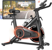 Quiet Magnetic Spin Bike w/ APP, LCD, 35lb Flywheel, 100 Levels & 350lb Cap