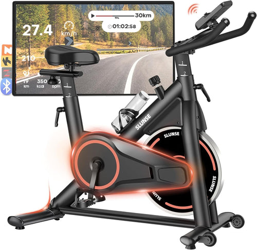 Quiet Magnetic Spin Bike w/ APP, LCD, 35lb Flywheel, 100 Levels & 350lb Cap