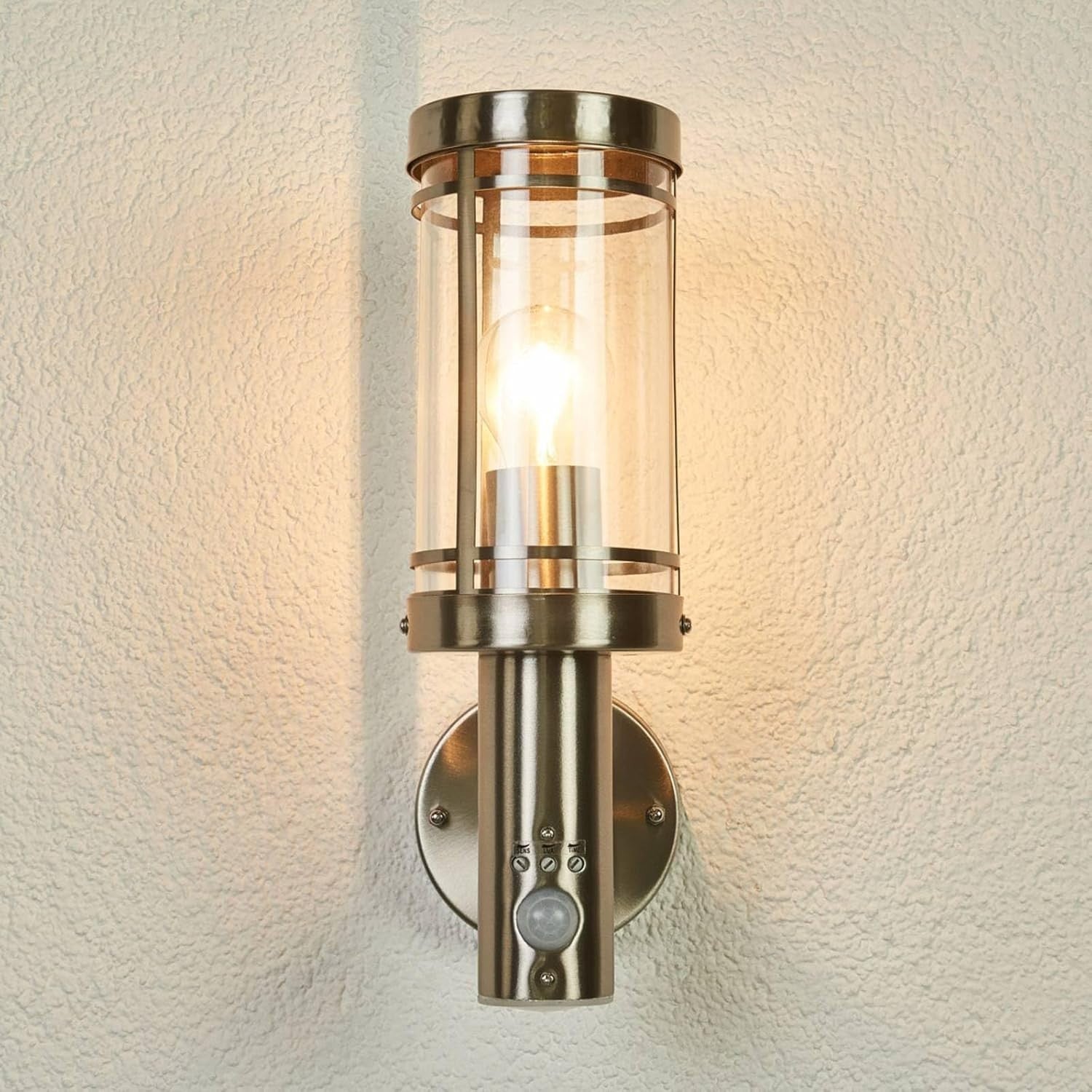 Outdoor Wall Light with Motion Sensor – Stainless Steel IP44 E27 Fixture