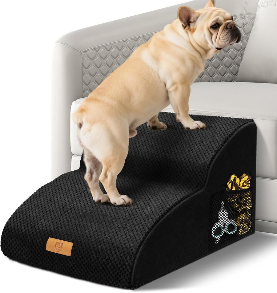 Black 2 Step Dog Stairs Non Slip Foam Pet Ramp 55x40x30cm