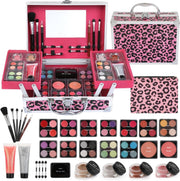 34pc All in One Makeup Kit Leopard Folding Case Set