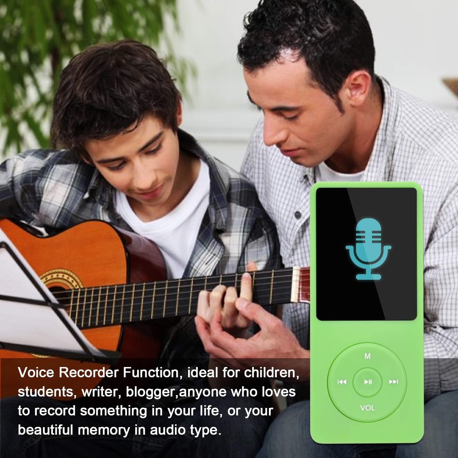 8GB MP3 Player Green 70H Battery Slim Portable FM