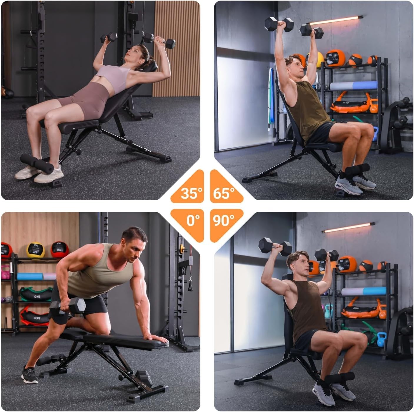 Space-Saving Adjustable Gym Bench 363kg Quick-Fold Strength Trainer