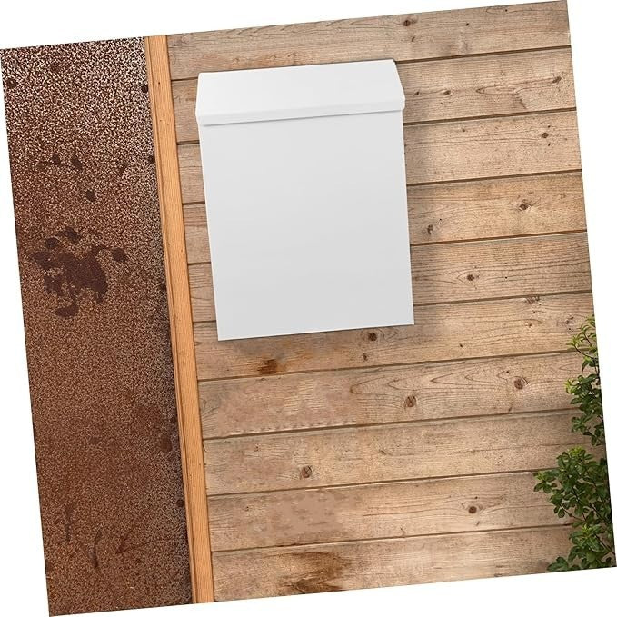 Lockable Vintage Wall Mount Mailbox Iron White Outdoor Post Box Letter Holder