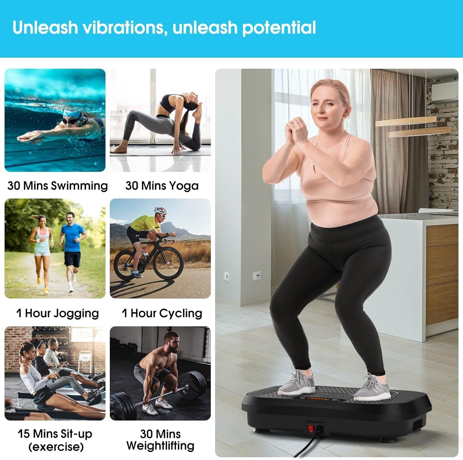 Power Vibration Plate Lymphatic Drainage 450lb Whole Body Workout