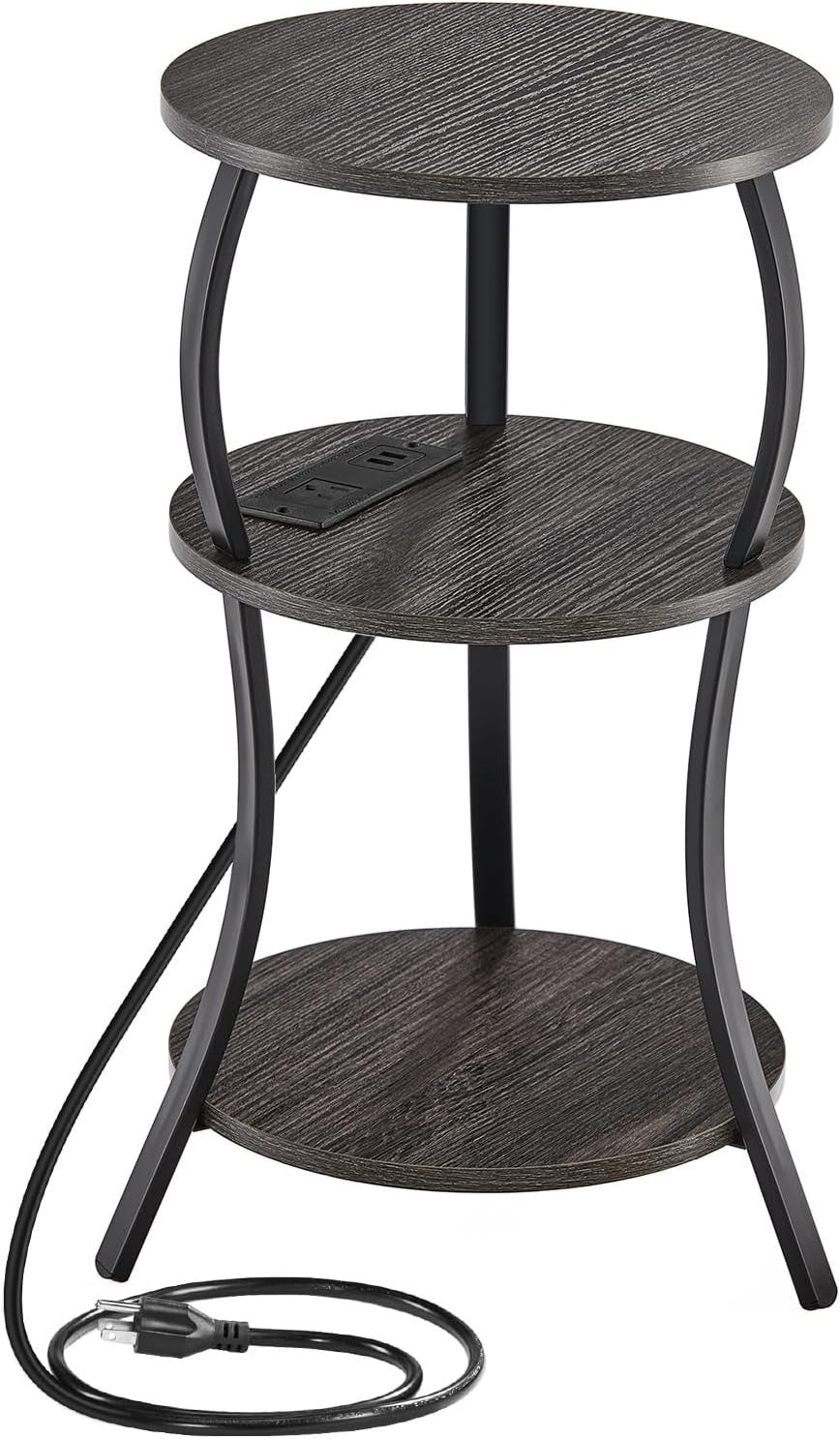 Compact 3-Tier Round Side Table with Storage Shelves – Stylish, Sturdy & Multius