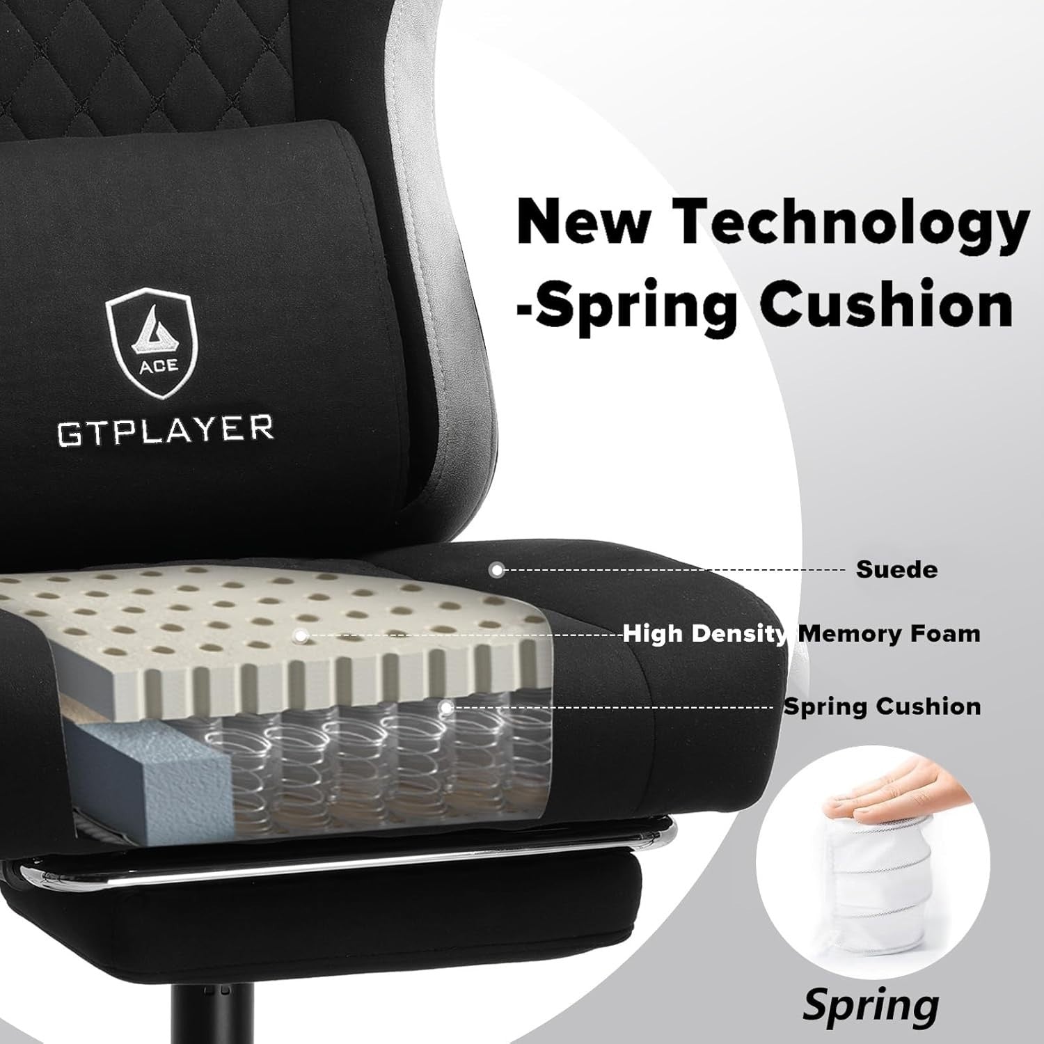 Gaming Chair PC Racing Seat Suede Fabric Tall Adult Recliner Office Desk Swivel