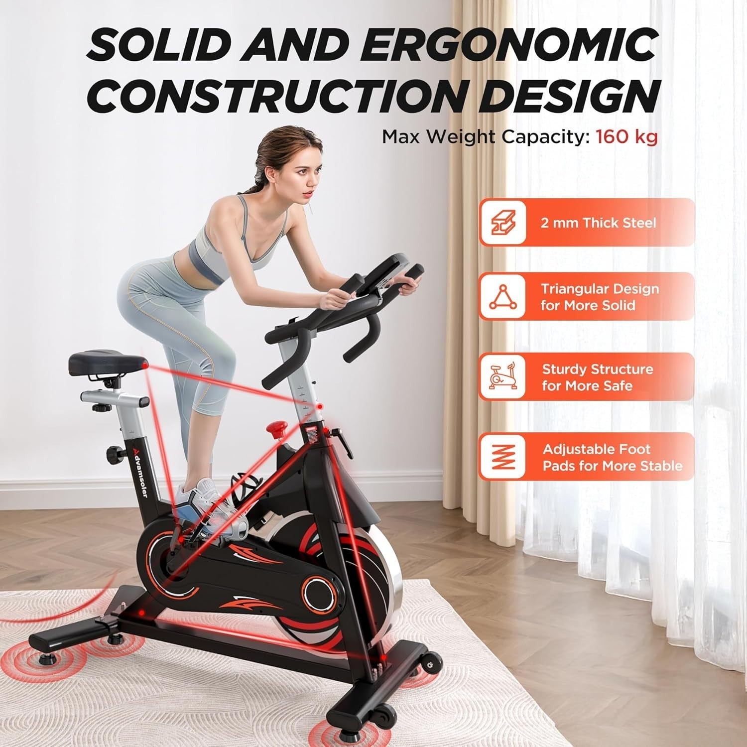 Bluetooth Magnetic Spin Bike w/ LCD Display, Curved Handlebar & 350lb Capacity