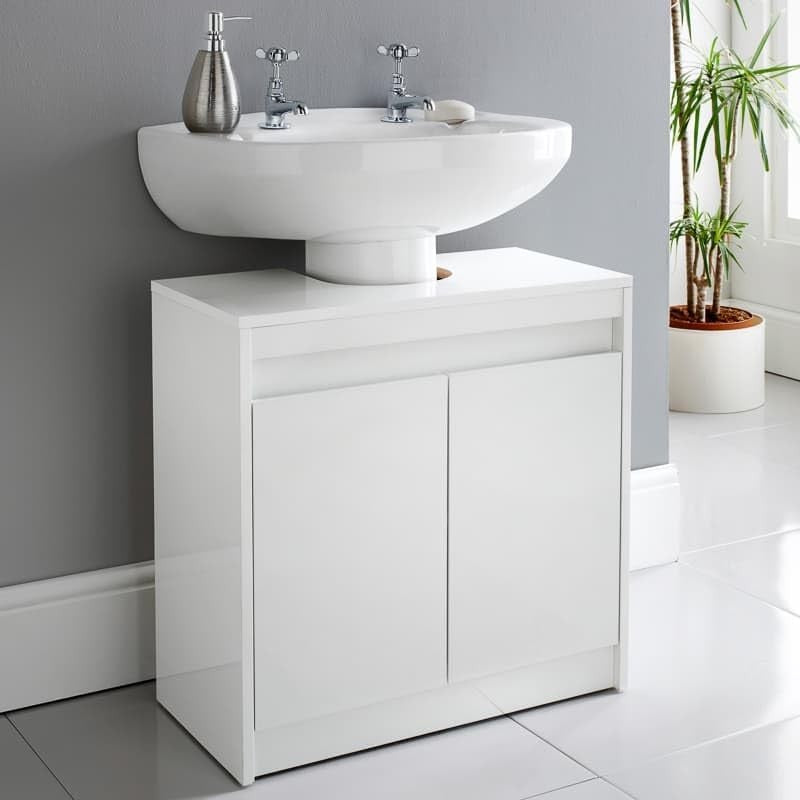 Black Oak Bathroom Sink Cabinet | 58x33x60cm Modern Vanity Storage Unit
