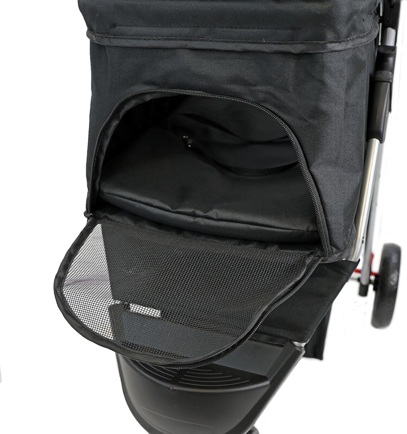 Black Foldable Pet Stroller 4 Wheel Puppy Pushchair Weather Shield 15kg