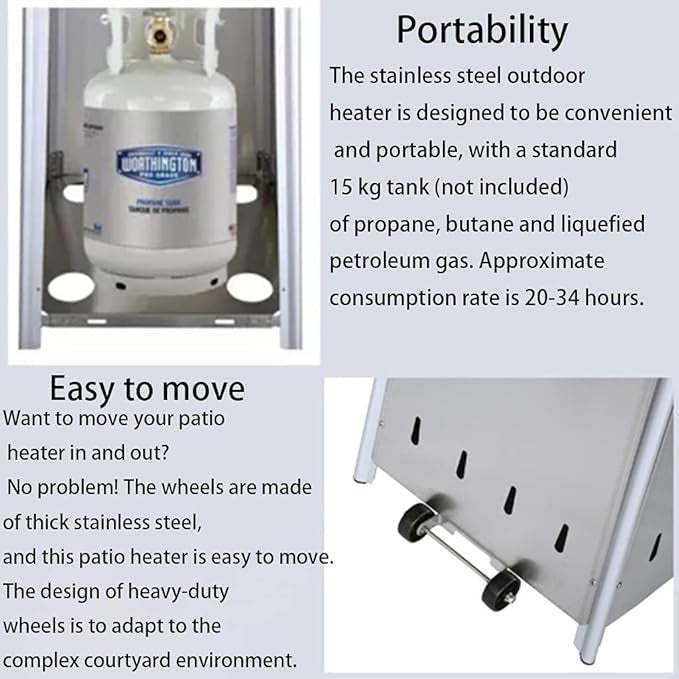 Outdoor Patio Heater 48000 BTU Propane Pyramid Tower Stainless Steel Garden