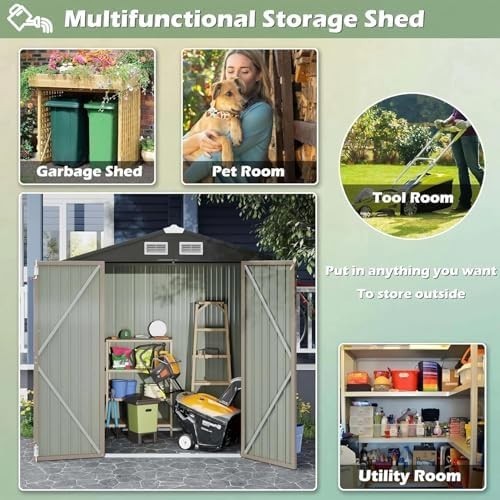 6x4FT Metal Garden Storage Shed Waterproof Outdoor Tool & Bike House