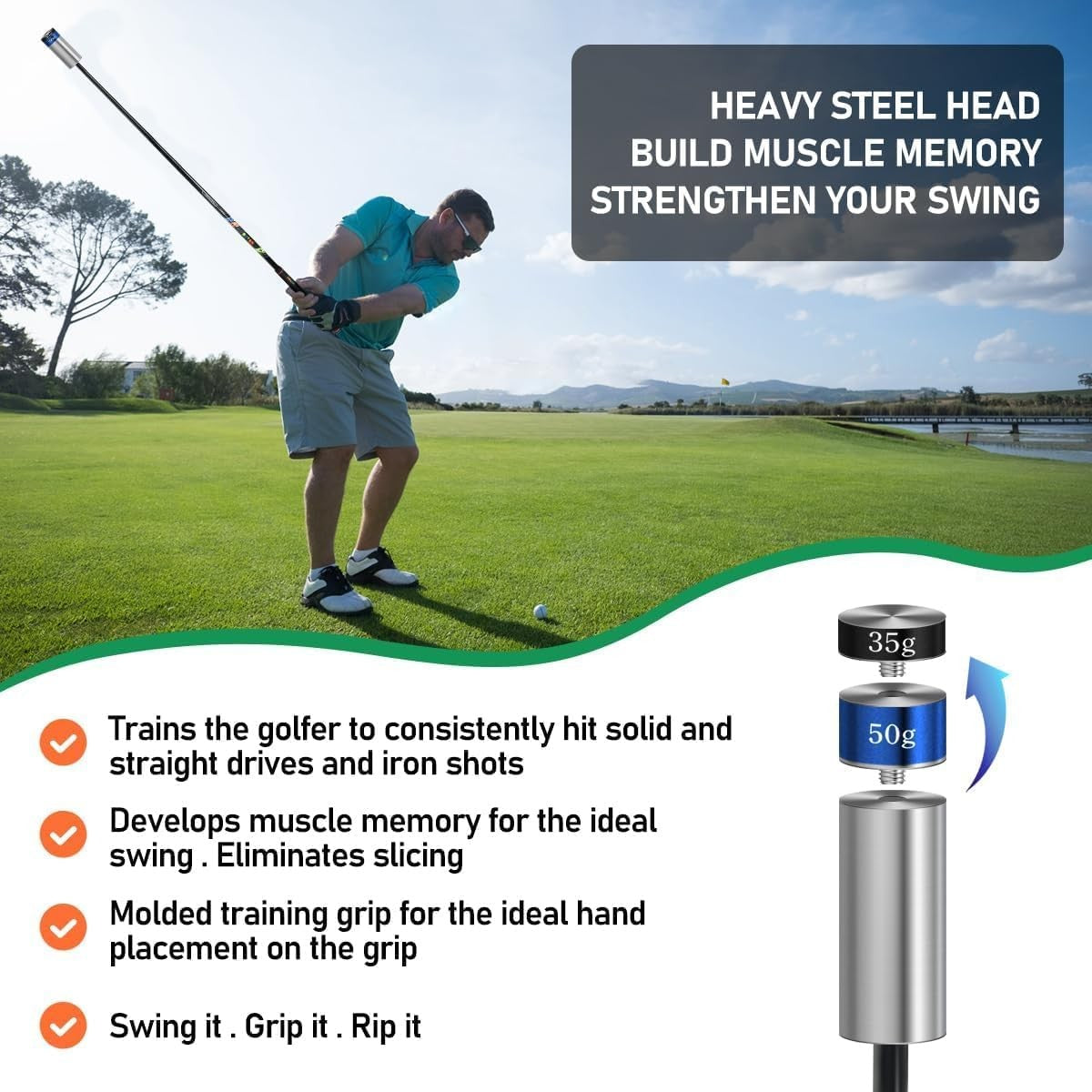 Golf Swing Trainer Speed Stick Adjustable Weights Tempo Aid