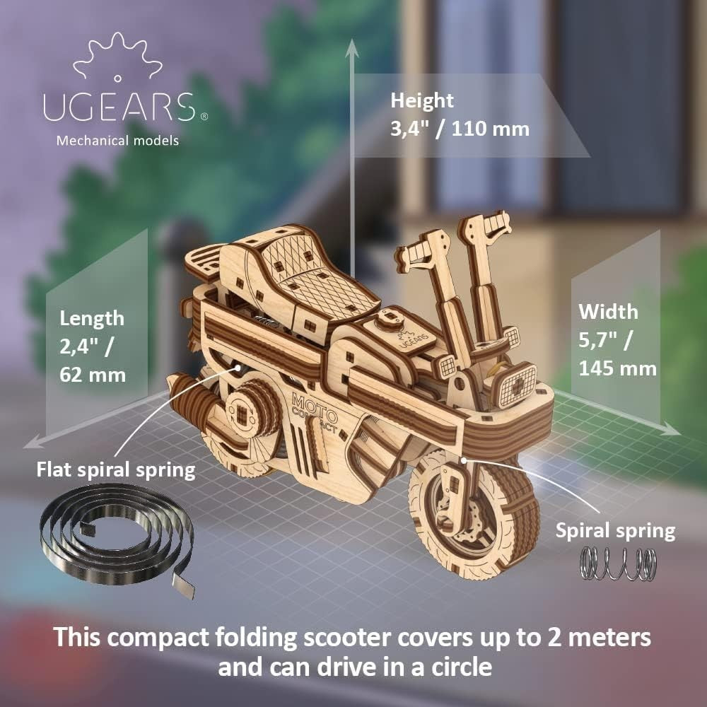 3D Wooden Folding Scooter Puzzle Model Kit DIY Mechanical Toy for Adults