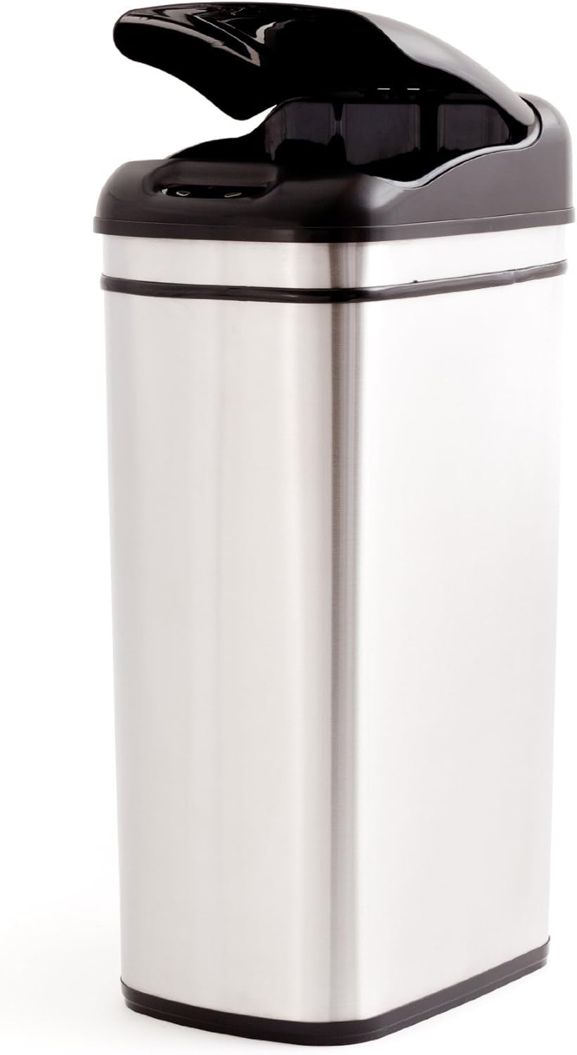 50L Touchless Sensor Kitchen Bin Slim Stainless Steel Auto Lid