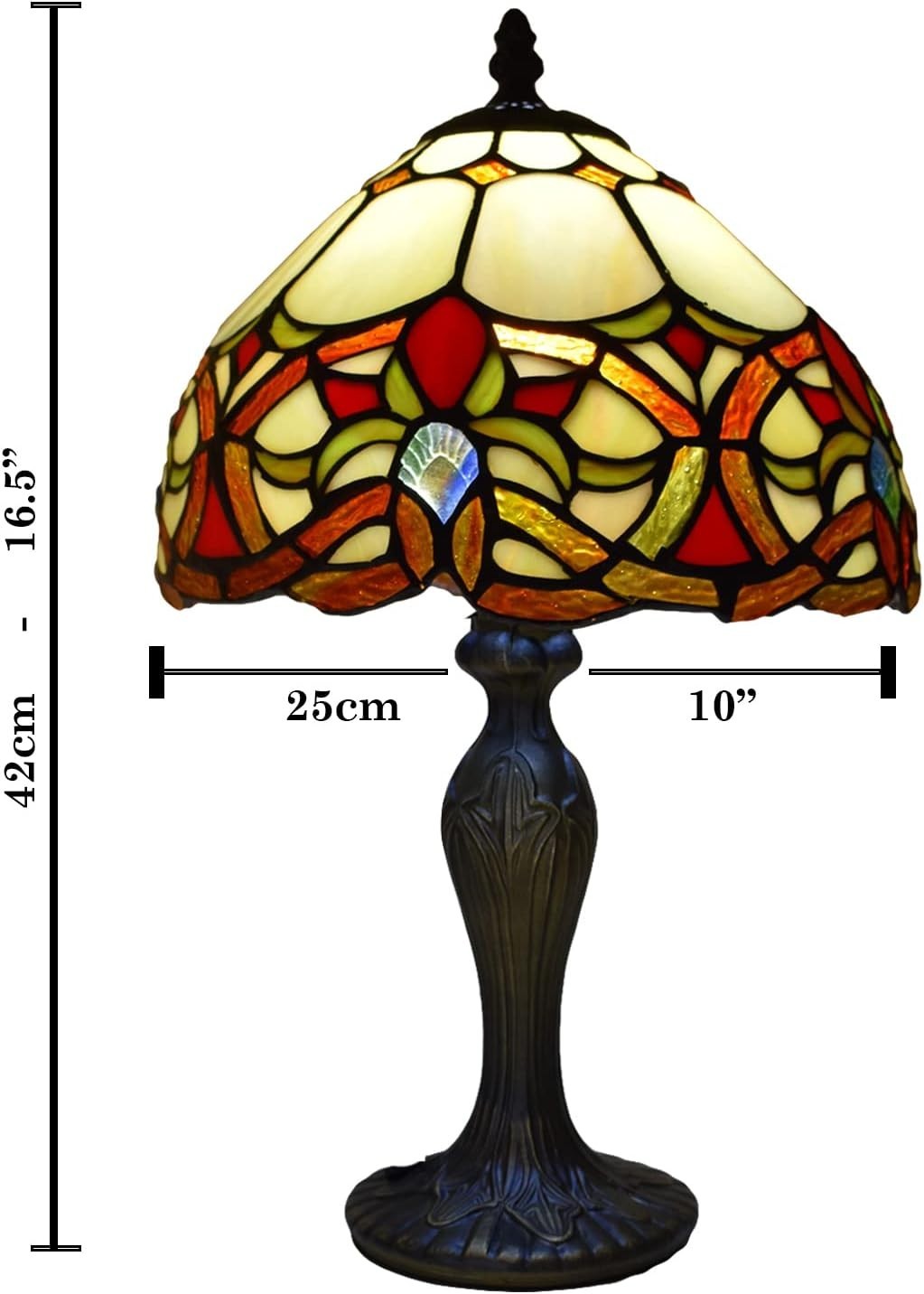 Tiffany Style Table Lamp Handcrafted Stained Glass Antique Look 42cm E27