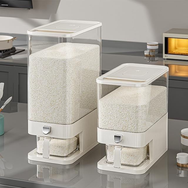 10KG Rice Storage Container Airtight BPA Free Press Dispenser Box