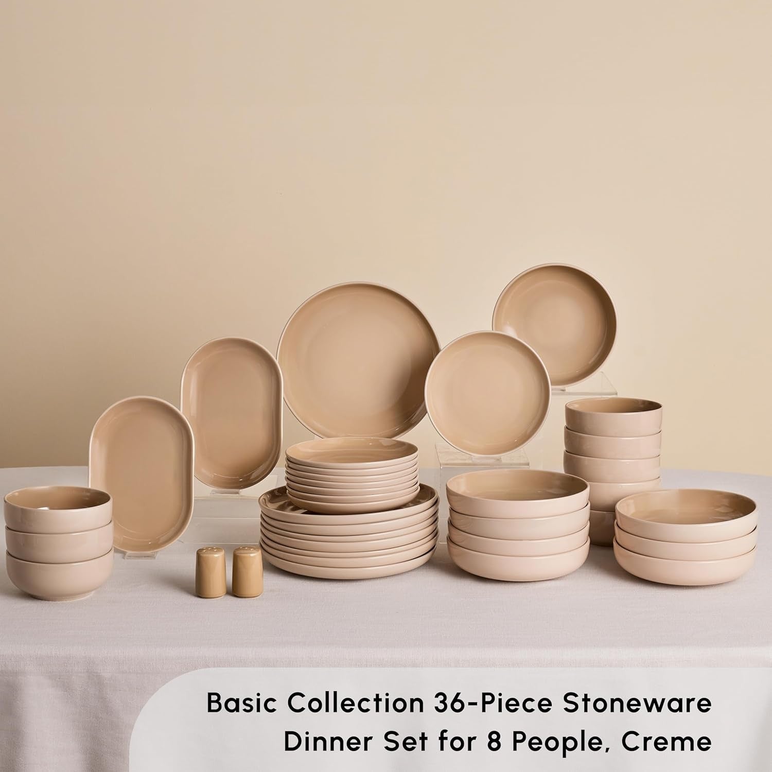 36 Piece Stoneware Dinner Set for 8 Plates Bowls Pasta Dishwasher Safe