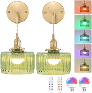 Rechargeable Wall Lights Set of 2 Indoor Sconces, Dimmable Corded Lamp