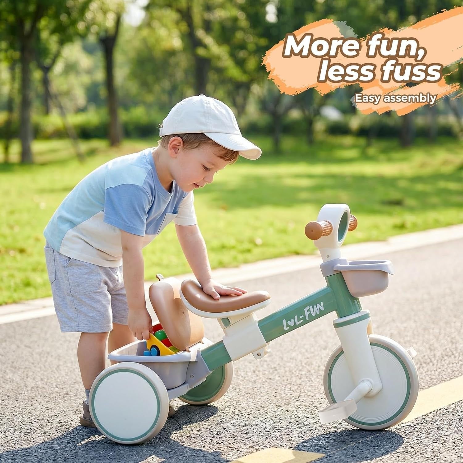 Kids Tricycle Toddler Bike Adjustable Seat Storage Baskets 1-4 Years