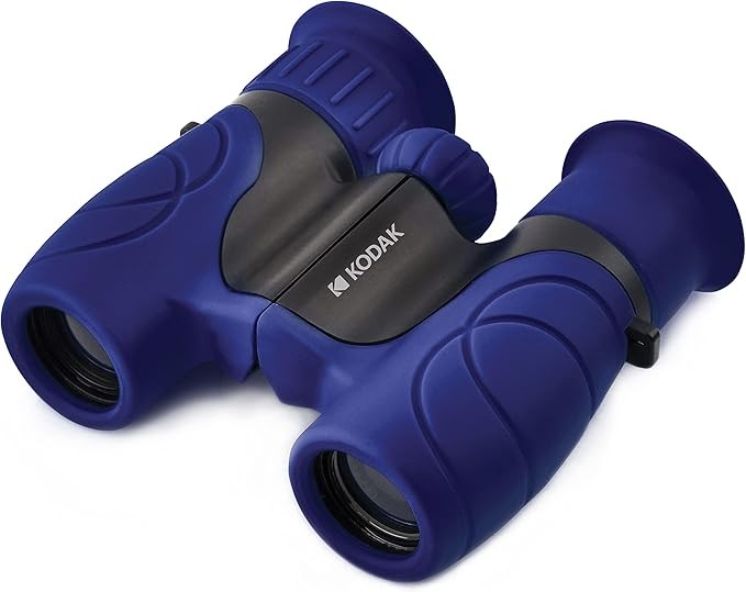 Kids Compact Binoculars 8x Magnification Soft Rubber Lightweight Outdoor Blue