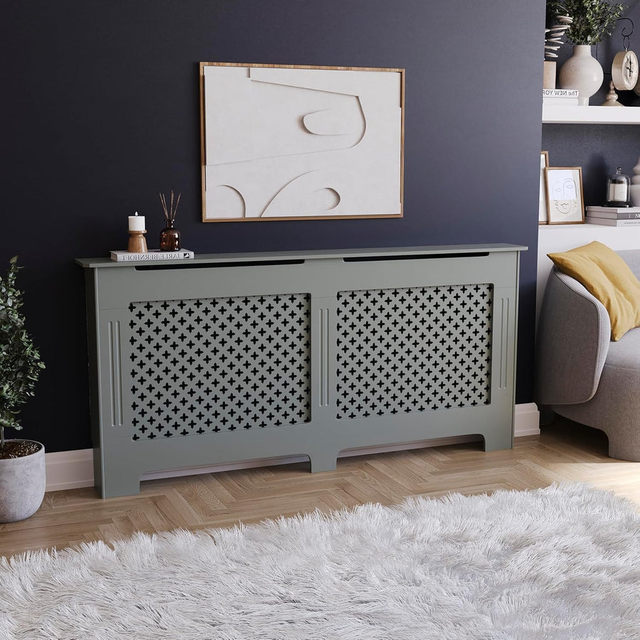 Extra Large Radiator Cover Olive Grey MDF Painted Heat Efficient