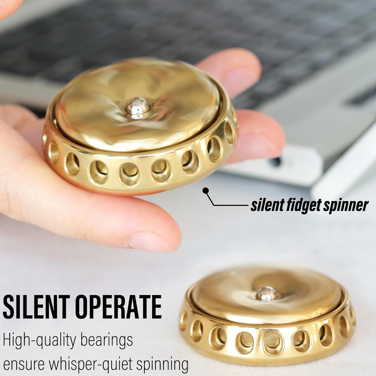 Gold Flower Metal Fidget Spinner Silent DIY Coin Top Slider