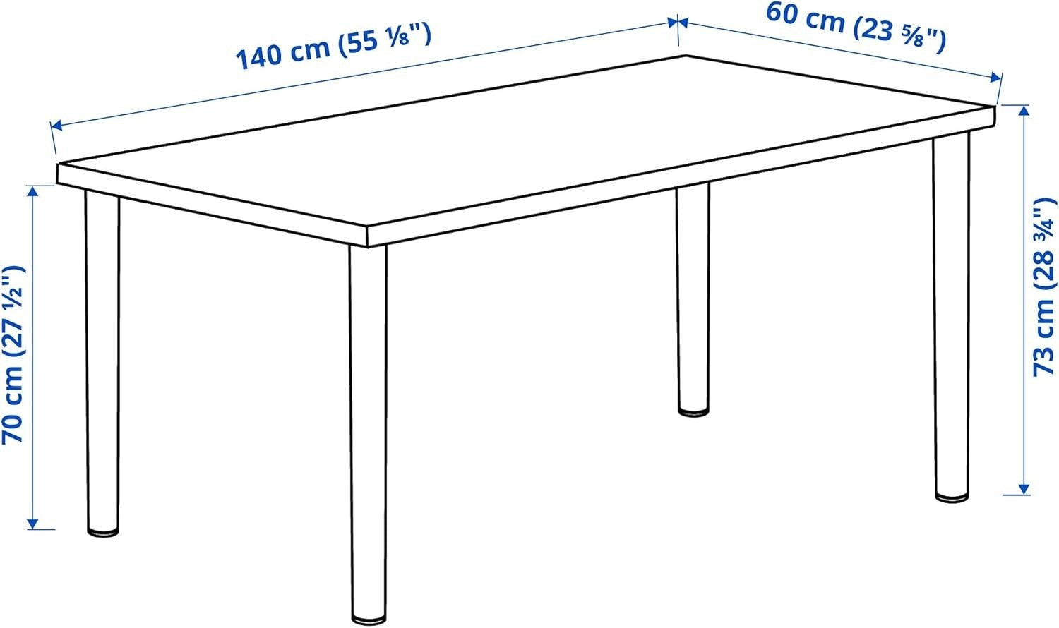 Modern 140x60cm Desk White Oak Effect with Black Legs for Home Office