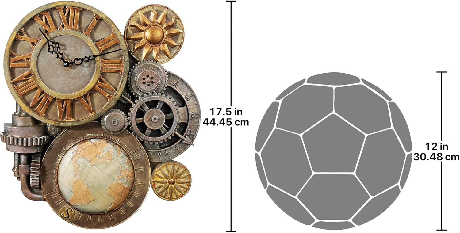 Steampunk Wall Clock Sculpture 43cm Gears of Time Polyresin Decor