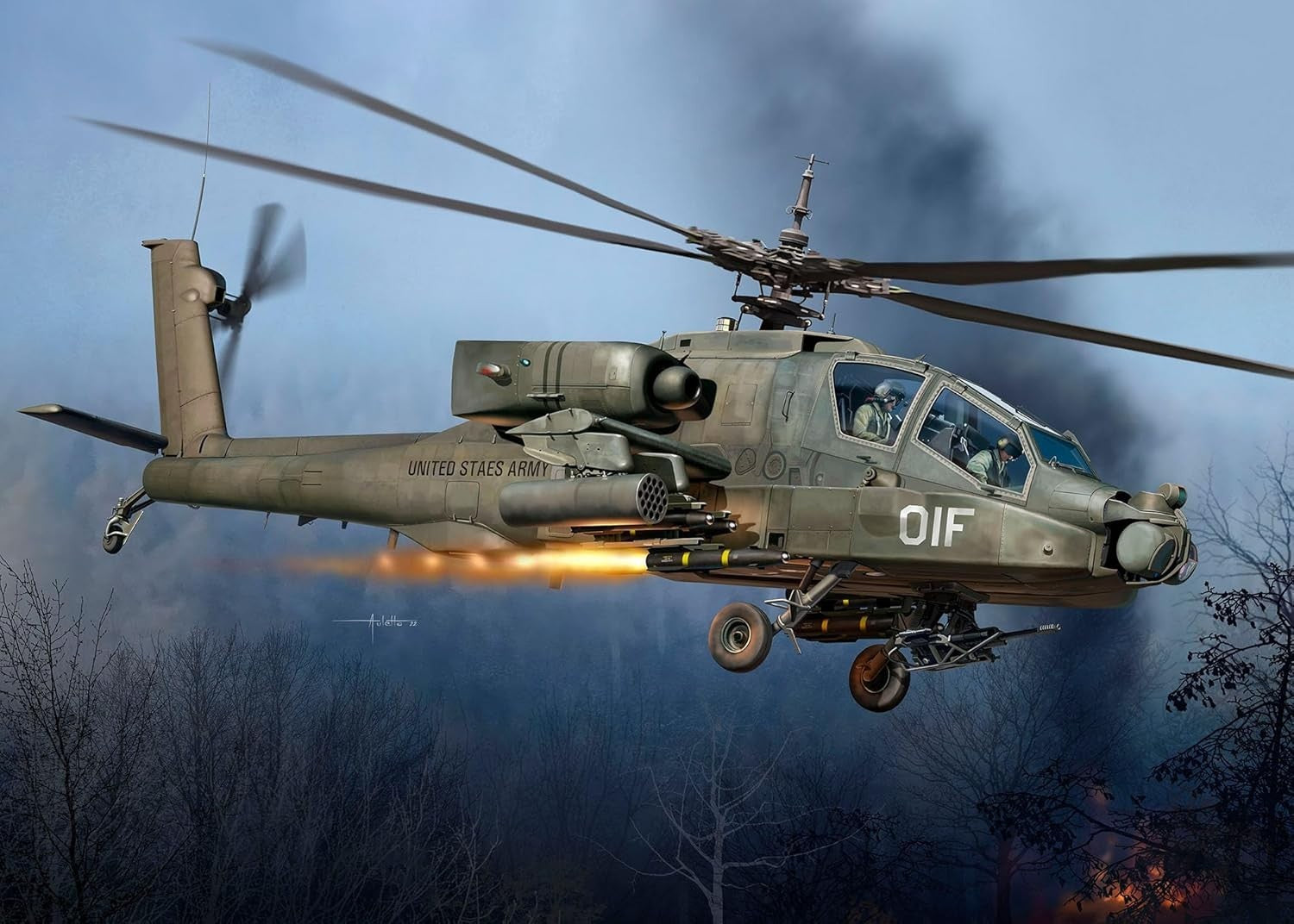 1:72 AH-64A Apache Helicopter Model Kit Military Plastic DIY Scale Replica
