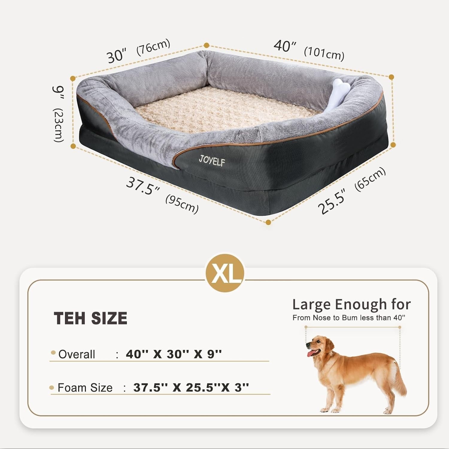 XL Orthopedic Memory Foam Dog Bed Waterproof Sofa 101x76x23cm
