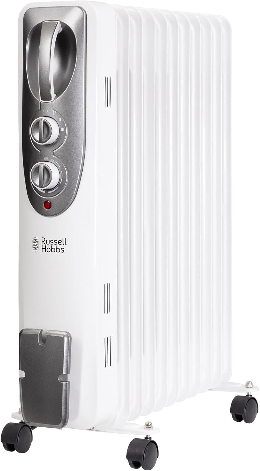 2500W Oil Filled Radiator 11 Fin Portable Heater w/ Thermostat & Safety