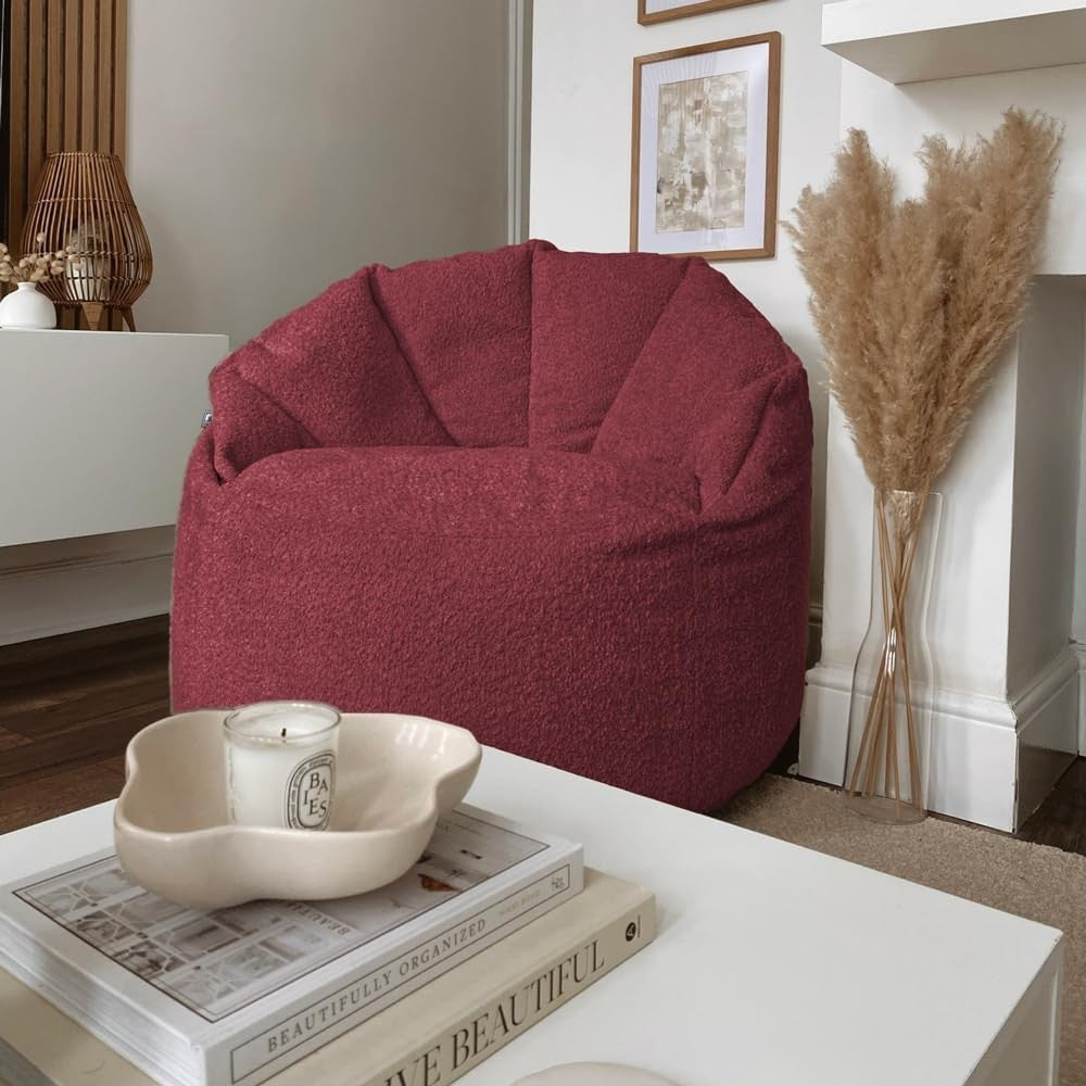 Luxury Plush Bean Bag Chair Soft Filled Lounger Lightweight Round Seat