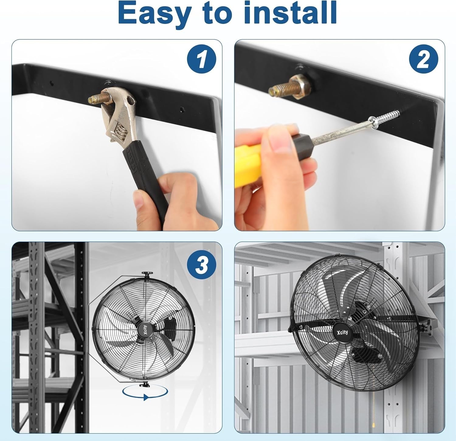 48-Inch Industrial Wall Fan – 3-Speed Heavy Duty Aluminium Blades for Garage