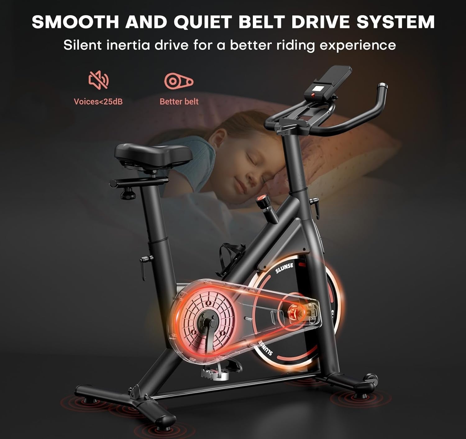 Quiet Magnetic Spin Bike w/ APP, LCD, 35lb Flywheel, 100 Levels & 350lb Cap