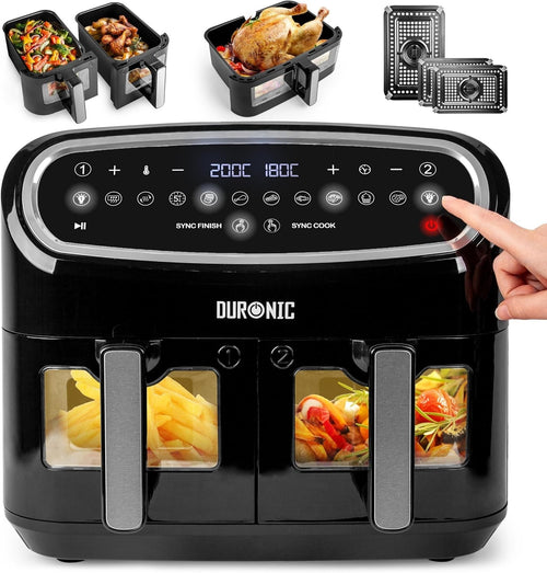 XL 19.5L Triple Drawer Digital Air Fryer | Dual Zone | 10-in-1 Presets | Viewing
